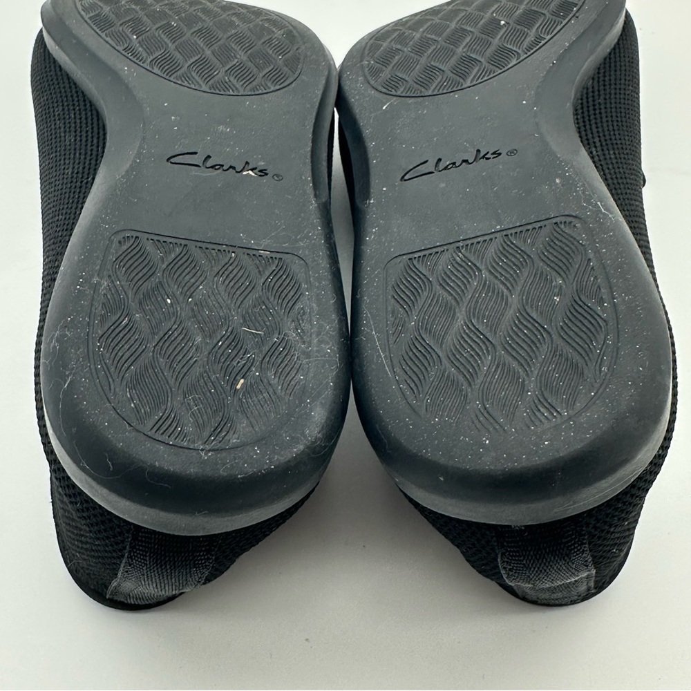 Clarks Black Stretch Fabric Ballet Flats with Bow - Picture 8 of 9